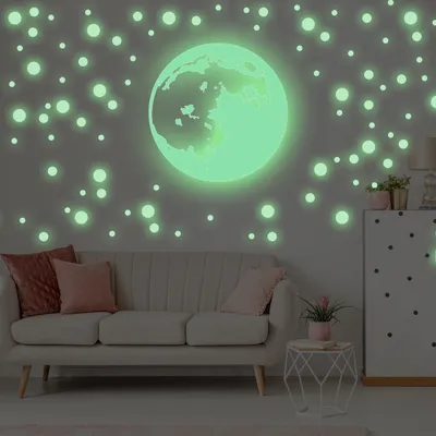 leuchtender Mond mit Sternen – Decords Wandtattoo, Produktansicht 1