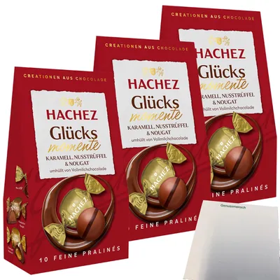 Produktbild von Hachez Schokolade Glücksmomente Mix 3er Pack (3x112g Packung) + usy Block
