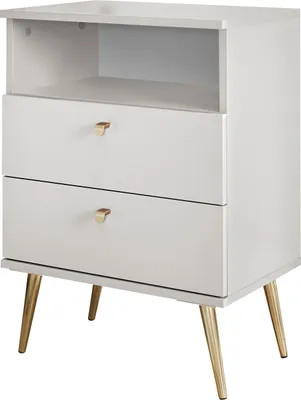 Produktbild von Nachtkommode >Laila< in Weiß, Melamin - 50x70x34cm (BxHxT)