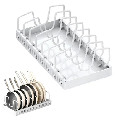 Image de Organisateur de casseroles et poêles, design coulissant, 8 séparateurs réglables, 1 pièce