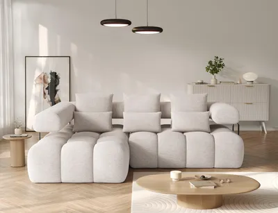 Produktbild von Krudox LEV Ecksofa L-Form 260x102x184 cm - Beige Schlafsofa mit Bettkasten - Sofa mit Schlaffunktion 110x187 cm - Links - Stoff: Bazalt 18