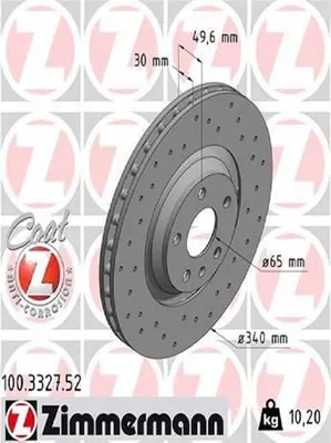 Immagine prodotto di 2x ZIMMERMANN 100.3327.52 Disco freno asse anteriore