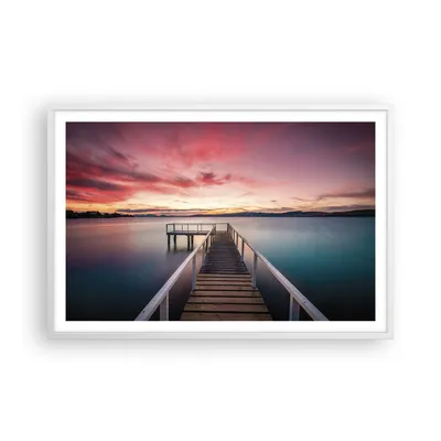 Produktbild von Gerahmtes Poster - Weißer Rahmen - Brücke Rosa Himmel - 91,5x61 cm - Wand Bild - Wanddeko - Wandbilder - Kunstposter - Wandposter - Bilderrahmen - Bilder - Kunstdruck Wanddekoration - P2WAA91x61-4795