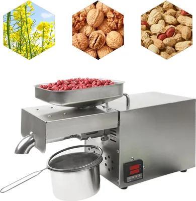 Produktbild von Automatische Ölpressmaschine - Elektrische Ölpresse - Intelligente Steuerung - 220 V - Edelstahl - Silber