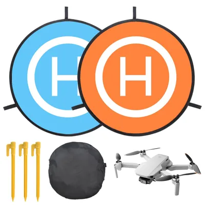 Produktbild von Drone Landing Pad, 55CM/22'' Drohnen Landeplatz, Wasserdichte Faltbare Landung Pads, Drohnen-Landeplatz-Zubehör mit Heringen, für DJI Mavic 2 Pro/Zoom/Mavic Pro/Mavic Air 2/Spark/FIMI X8SE/Mavic Mini