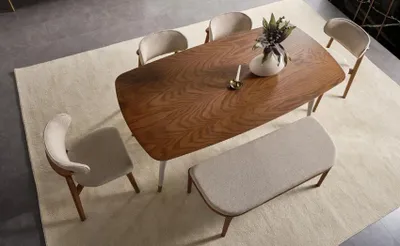 Image de Table de salle à manger moderne Table élégante et fonctionnelle Table de salle à manger beige Nouveau