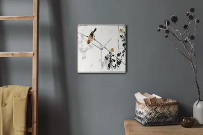 Produktbild von Coloray Hodiny Unikátní 30x30 cm  Tiché hodiny Pro obývací pokoj a kuchyň Nástěnné hodiny Plátno Bílé ručičky hodin - Sparrow Animal Bird