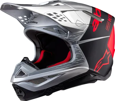 Produktbild von Alpinestars Supertech S-M10 Flood 2024 Motocross Helm, schwarz/silber/rot, XS (53/54)