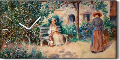 Produktbild von Dekor Leinwand Uhr Wandbilder Quarz 60x30 Malerei Bäume Häuser Frauen Kunst - weiße Hände