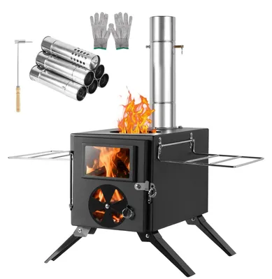 Produktbild von Mini-Terrassenkachel - Tragbares Campingkochen - Edelstahl - Holzofen mit Schornstein
