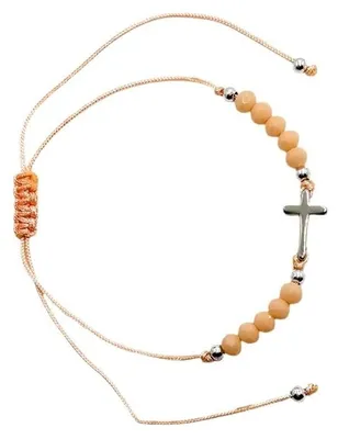 Image de Chapelet de 10 grains, rose, avec une croix - Art Sacrum