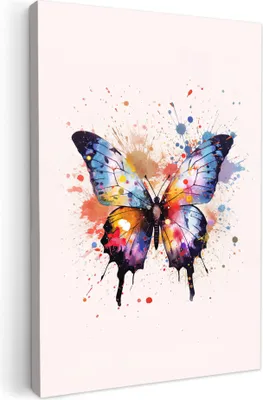 Produktbild von Leinwand Bilder 80x120 cm - Kinder Mädchen - Schmetterling - Bunt, Bilder Wohnzimmer Modern, Wanddeko