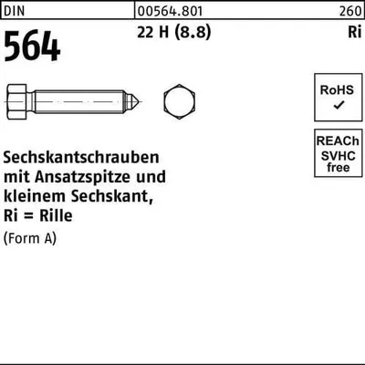Produktbild von Reyher  Sechskantschrauben DIN 564 22H / 8.8 AM 10 x 20 (100 Stück)
