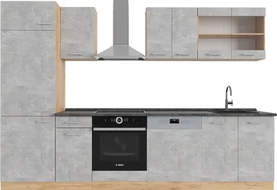 Produktbild von Küchenzeile Vicco R-Line Beton/Goldkraft Eiche 300 cm , AP Anthrazit, Model 53401