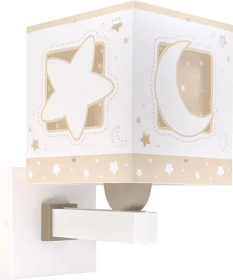 Produktbild von Luna Kinder Wandleuchte, Mond- & Sternenmuster, leuchtet im Dunkeln, mit/ohne Kabel & Schalter