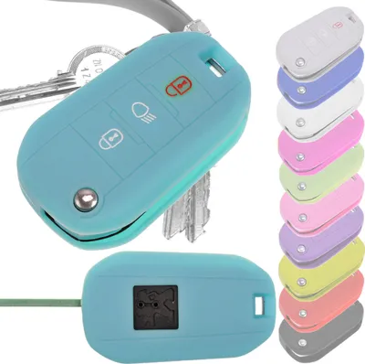 Produktbild von Auto Schlüssel Hülle Silikon Schutz Cover Fluoreszierend Blau kompatibel mit Peugeot 208 301 308 508 5008 2008 Expert Citroen C3 C4 Spacetourer Traveller 3 Tasten Klappschlüssel