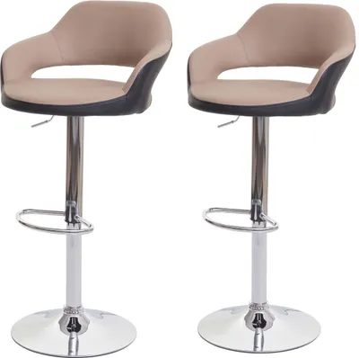 Two bar stools are shown against a white background.