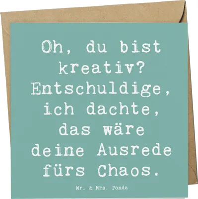 Produktbild von Mr. & Mrs. Panda Grußkarte Spruch Kreatives Chaos - Meeresbrise - Geschenk, Zitat, Glückwunschkarte, doppelkarte, inspirierend, anlasskarte, faltkarte, witzig, Motivation