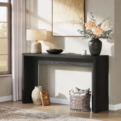 Produktbild von Holz-Konsolentisch - Flurtisch 140 cm - Landhausstil mit Ablage - Für Eingang und Wohnzimmer - Rechteckig - Schwarz
