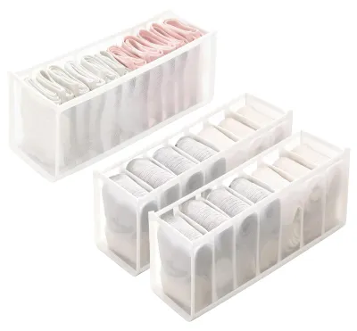 Schubladen-Organizer-Set, 3-teilig, Unterwäsche & Socken, weiß