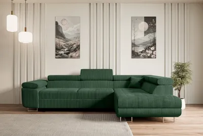 Produktbild von ALTDECOR Ecksofa mit Schlaffunktion und Bettkasten GUSA-L - 272x202x107 cm Grün - Corner Sofa Bett Eckcouch Couch L-Form Schlafcouch Ausziehbar Wohnlandschaft Schlafsofa Cauchsofa