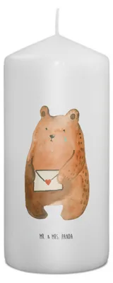 Produktbild von Mr. & Mrs. Panda Kerze Bär Vermissen 15 x 7 cm - Weiß - Geschenk, Bedruckte, Liebeskummer, Erinnerungskerze, Verreist, Reise, Freund, Teddy, Erinnerungslicht, Blockkerze
