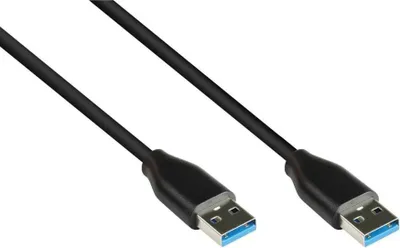 Produktbild von USB 3.2 Gen.2 Kabel, A/A, 0,5m, Kupfer, Schwarz, 10Gbit/s