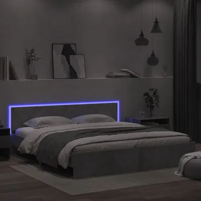 Produktbild von Möbel Bettgestell mit Kopfteil und LED-Beleuchtung Betongrau - Klassische Betten &20747