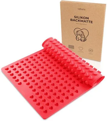 Image de Tapis de cuisson en silicone pour biscuits pour chiens, mini-moule en forme de cœur, sans BPA, avec rebords, réutilisable