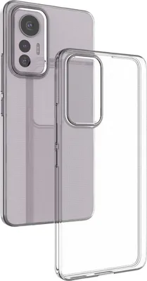 A clear phone case is shown next to a phone.