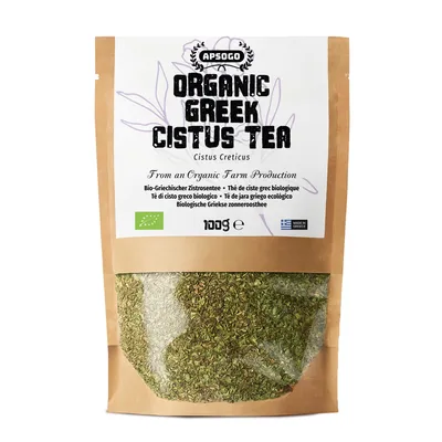 Produktbild von APSOGO  Zistrosenkraut aus Griechenland - Cistus Tee  & ausgezeichneter Geschmack - Zistrosentee (100gr)