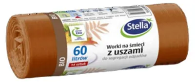 Zdjęcie produktu dla STELLA Worki na śmieci z uszami do segregacji odpadów60L 14szt brązowe
