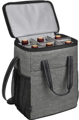 Produktbild von Famanu Kühltasche für Wein- und Bierflaschen - mit Tragegriff und Schulterriemen