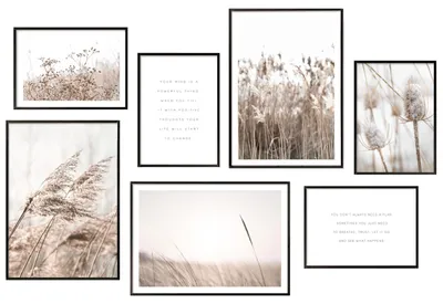 Produktbild von Hyggelig Home Premium Poster Set - 7 passende Bilder OHNE RAHMEN im stilvollen Set - 3 x DIN A3 + 4 x DIN A4 - Set Beige
