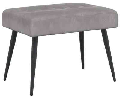 Immagine prodotto di Panca con rivestimento in velluto, colore grigio chiaro, dimensioni 60 x 40 x 45 cm, con cuciture a bottone