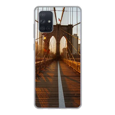 Produktbild von MuchoWow® Handyhülle Schutzhülle Hülle für Samsung Galaxy A51 5G Brooklyn Bridge in New York bei Sonnenuntergang Silikon Softcase Handy Hülle - Abbildung