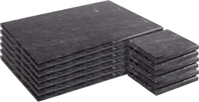 Produktbild von Argon Ta 12-teiliges Marmor-Tischsets und quadratische Untersetzer-Set – Schwarz