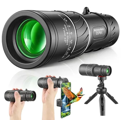 Zdjęcie produktu dla Mini teleskop czarny o powiększeniu 16x52, idealny do wędrówek i podróży