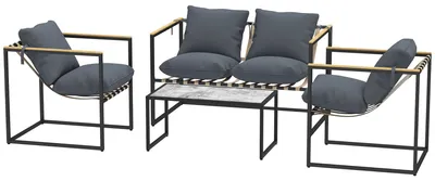 Image de Mobilier de jardin - Ensemble de table et chaises - Ensemble de salon de jardin - Mobilier de balcon - Mobilier d'extérieur - Ensemble de 4 pièces