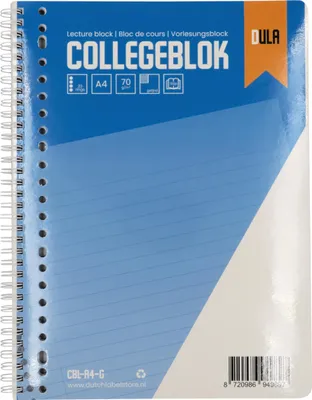 Produktbild von DULA Collegeblock A4 Format mit liniert 160 Blatt - Spiralblock liniert - 70 g/m² Papier Schreibblock