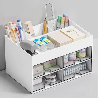Produktbild von Büroorganizer Premium mit 4 Schubladen - Raumsparend und multifunktional - Weiß