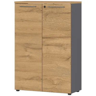 Produktbild von Aktenschrank 3OH 80cm AURAY-01 Graphit/Grandson-Eiche-Nb. B/H/T ca. 80/120/40cm