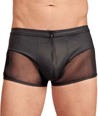 Image de Caleçon homme zippé aspect cuir - Noir