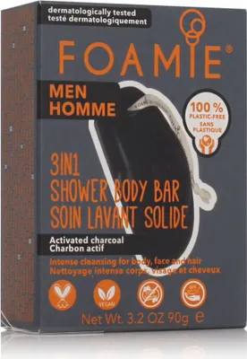 Produktbild von Foamie Homme What A Man 3in1 Shower Body Bar - Activated Charcoal 90 g