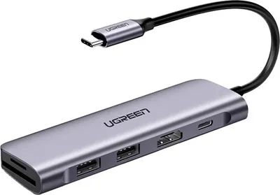 Produktbild von Ugreen 15214, Kabelgebunden, USB 3.2 Gen 1 (3.1 Gen 1) Type-C, 100 W, Lila, Metallisch, MicroSD (TransFlash), SD, 64 GB
