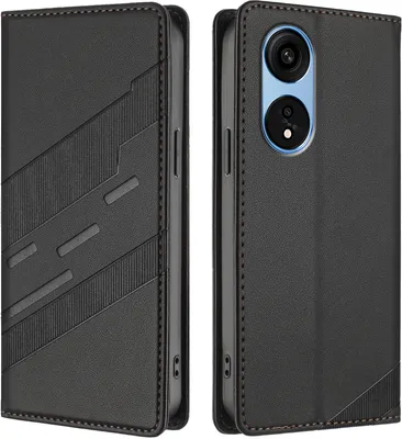 Image de Etui pour Oppo A1 Pro / Reno8 T 5G, étui portefeuille en cuirPolyuréthaneavec fente pour cartes et fonction stand Schwarz