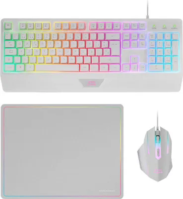 Produktbild von Mars Gaming MCP124W, Kabelgebunden, USB, Membran Key Switch, QWERTY, RGB-LED, Weiß