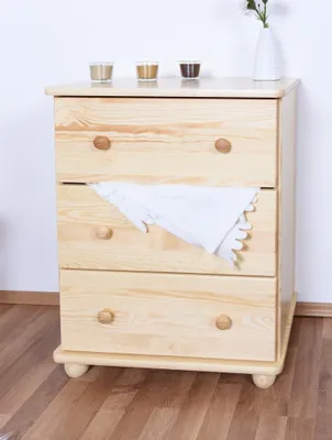 Produktbild von Kommode Kiefer massiv Vollholz natur Junco 149 – Abmessungen: 78 x 60 x 42 cm (H x B x T)