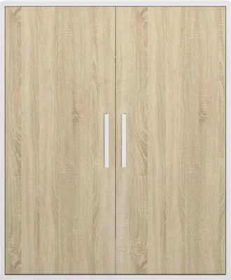 Produktbild von 2-türiger schräger Kleiderschrank - Weiß und naturfarben - ADEZIO