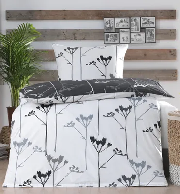 Produktbild von 2tlg Wende Bettwäsche-Set Baumwolle Renforce Bettgarnitur Bett Übergöße Bettbezug 155x220 Kissenbezug 80x80 Schlafzimmer Modern Weiß